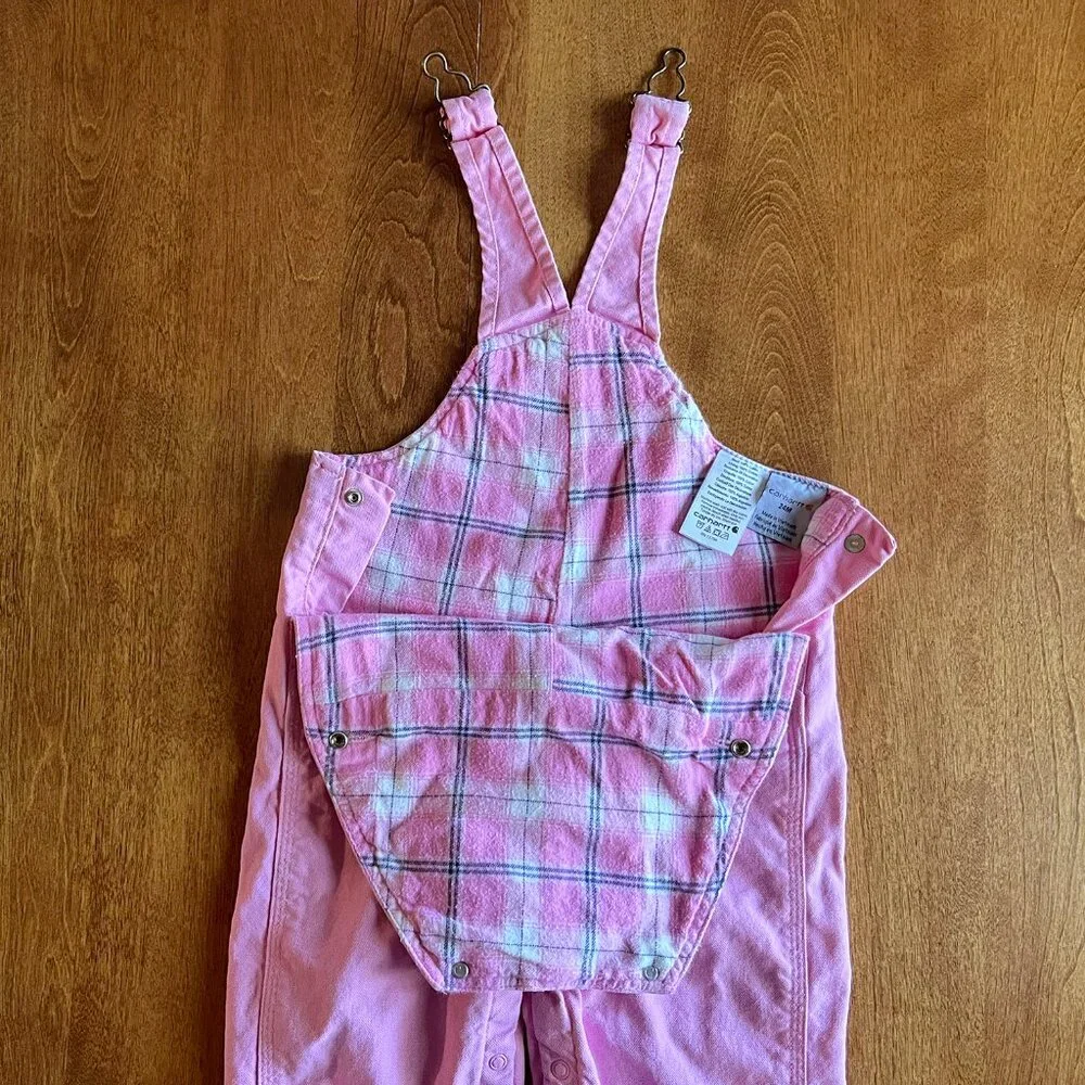 Carhartt pink flannel-lined overalls 24m